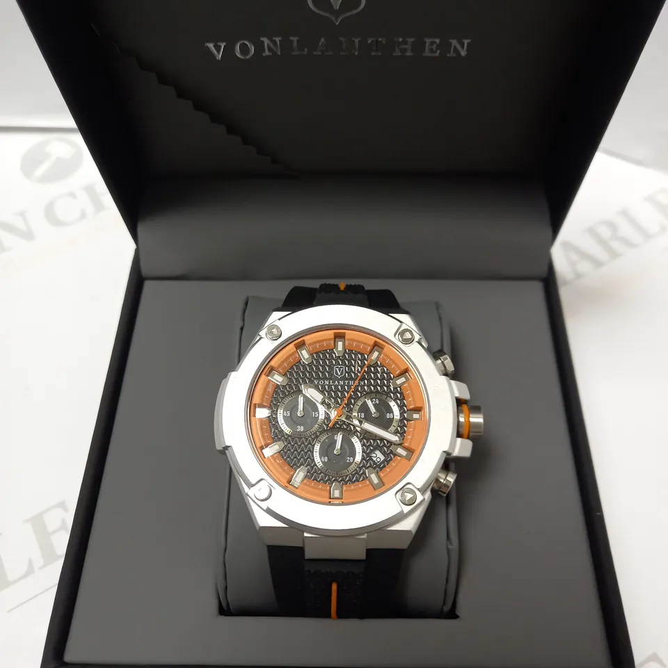 VONLANTHEN TRIPLE DIAL RUBBER STRAP WATCH