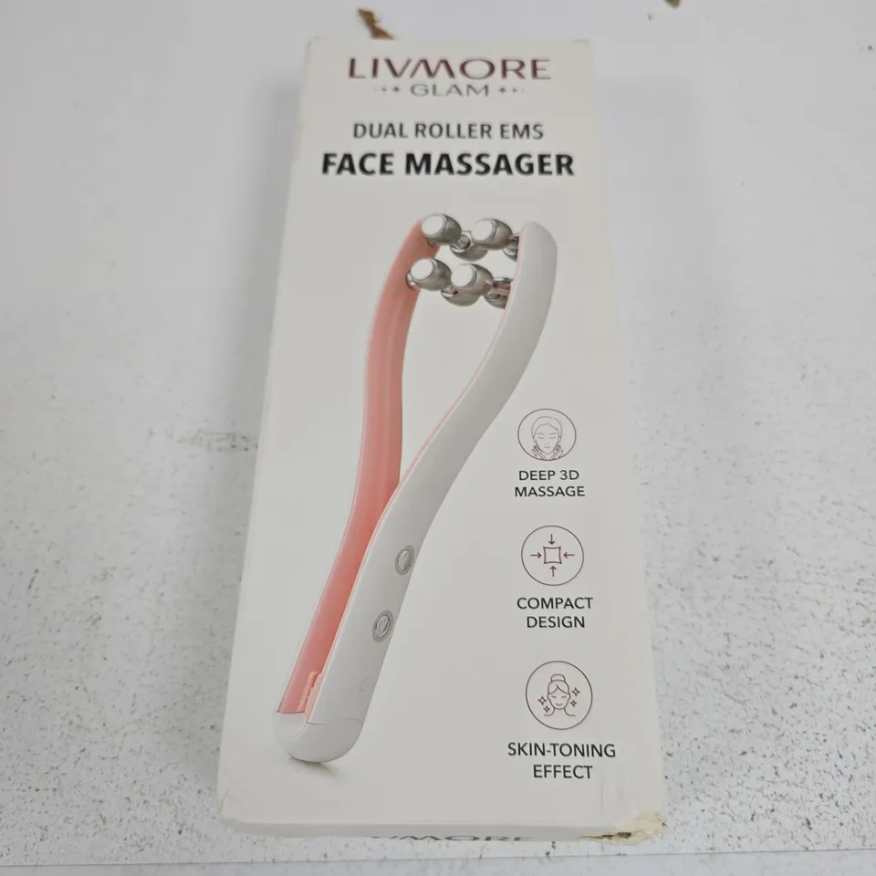 LIVMORE GLAM DUAL ROLLER EMS FACE MASSAGER – BOXED