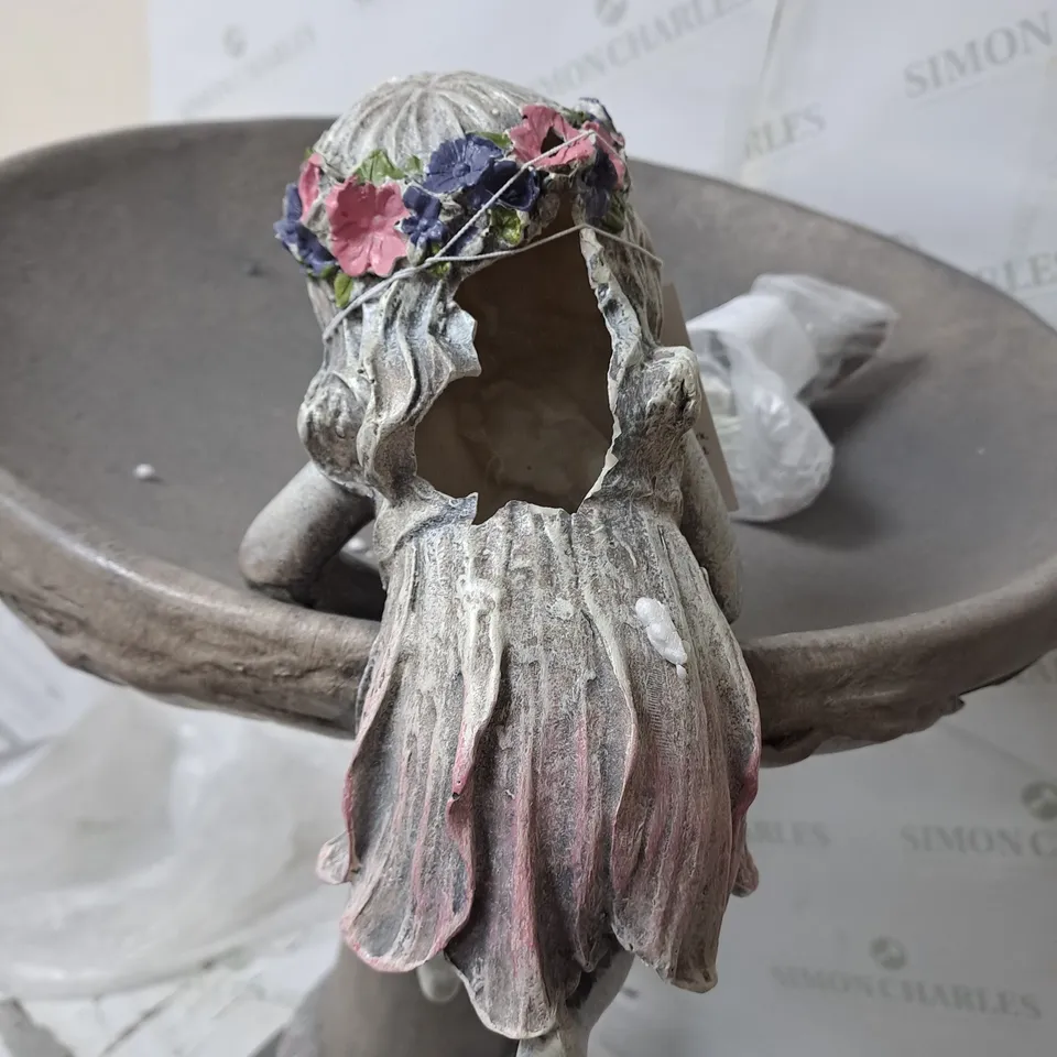 BOXED MY GARDEN STORIES FAIRY BIRD BATH IN GREY - COLLECTION ONLY