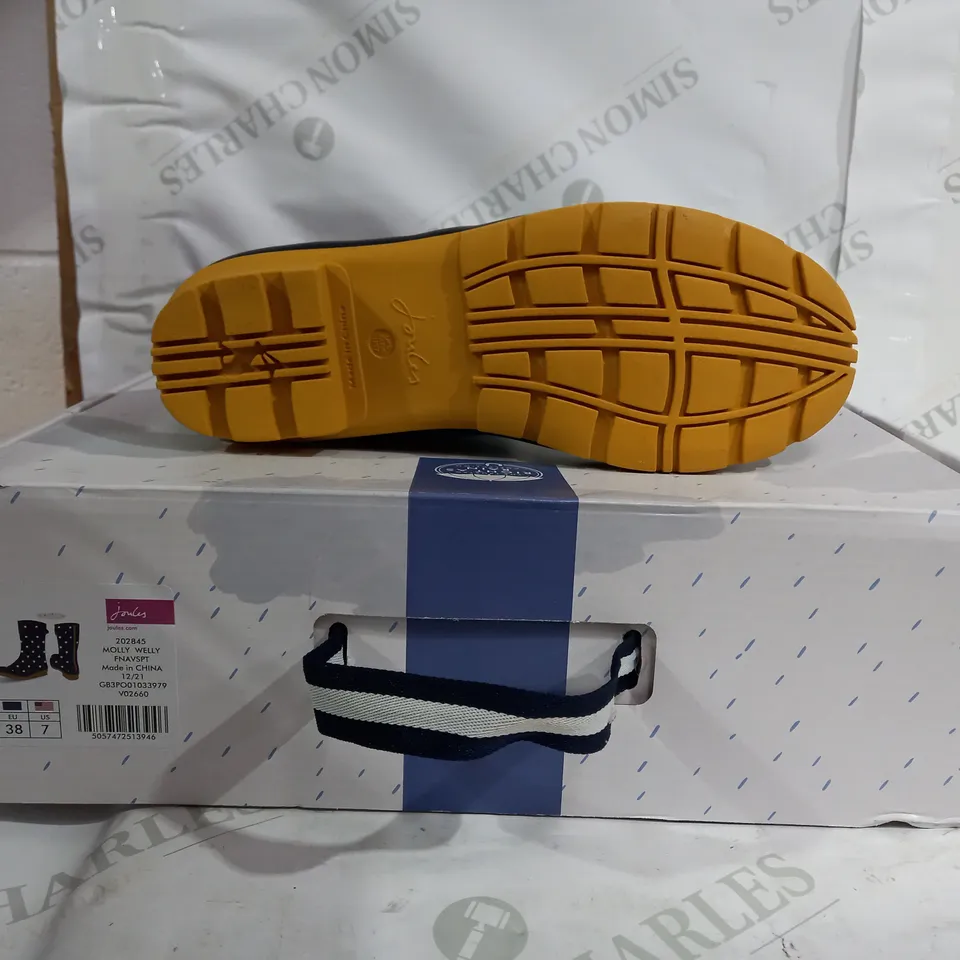 PAIR OF JOULES MOLLY WELLY NAVY/WHITE/YELLOW - UK SIZE 5