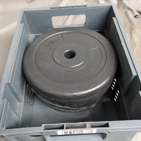 TOTE OF 3 GYM WEIGHTS 