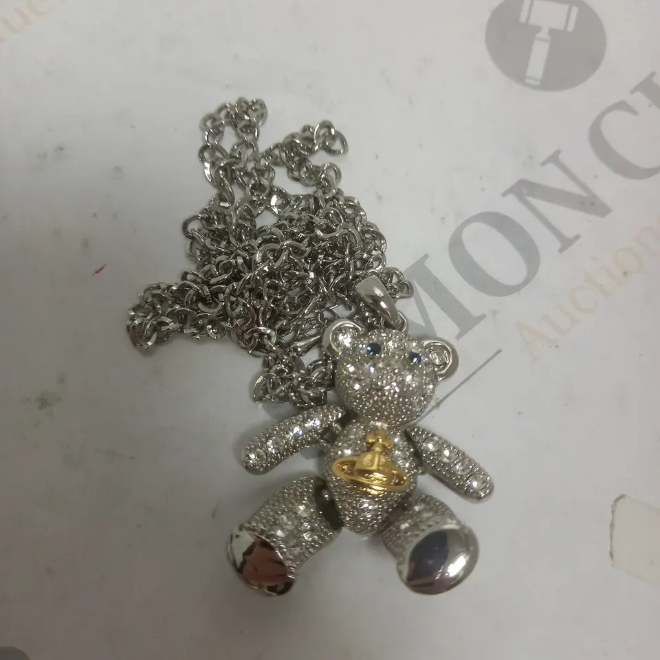VIVIENNE WESTWOOD TEDDY BEAR RHINESTONE NECKLACE PENDANT