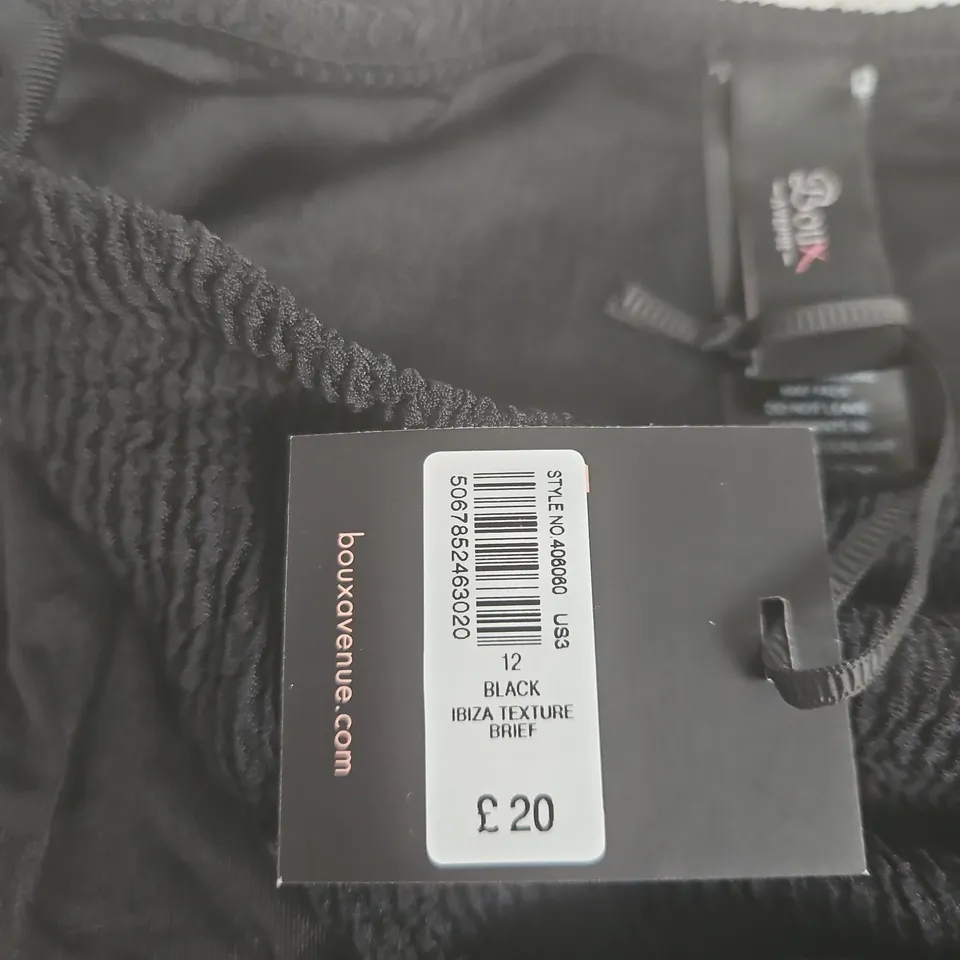 BOUX AVENUE IBIZA TEXTURE BRIEF – BLACK, UK 12 (EURO 40)