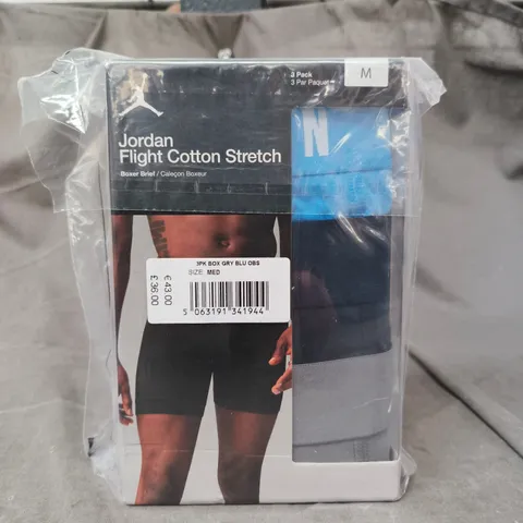 JORDAN FLIGHT COTTON STRETCH BOXER BRIEFS – 3 PACK, MEDIUM