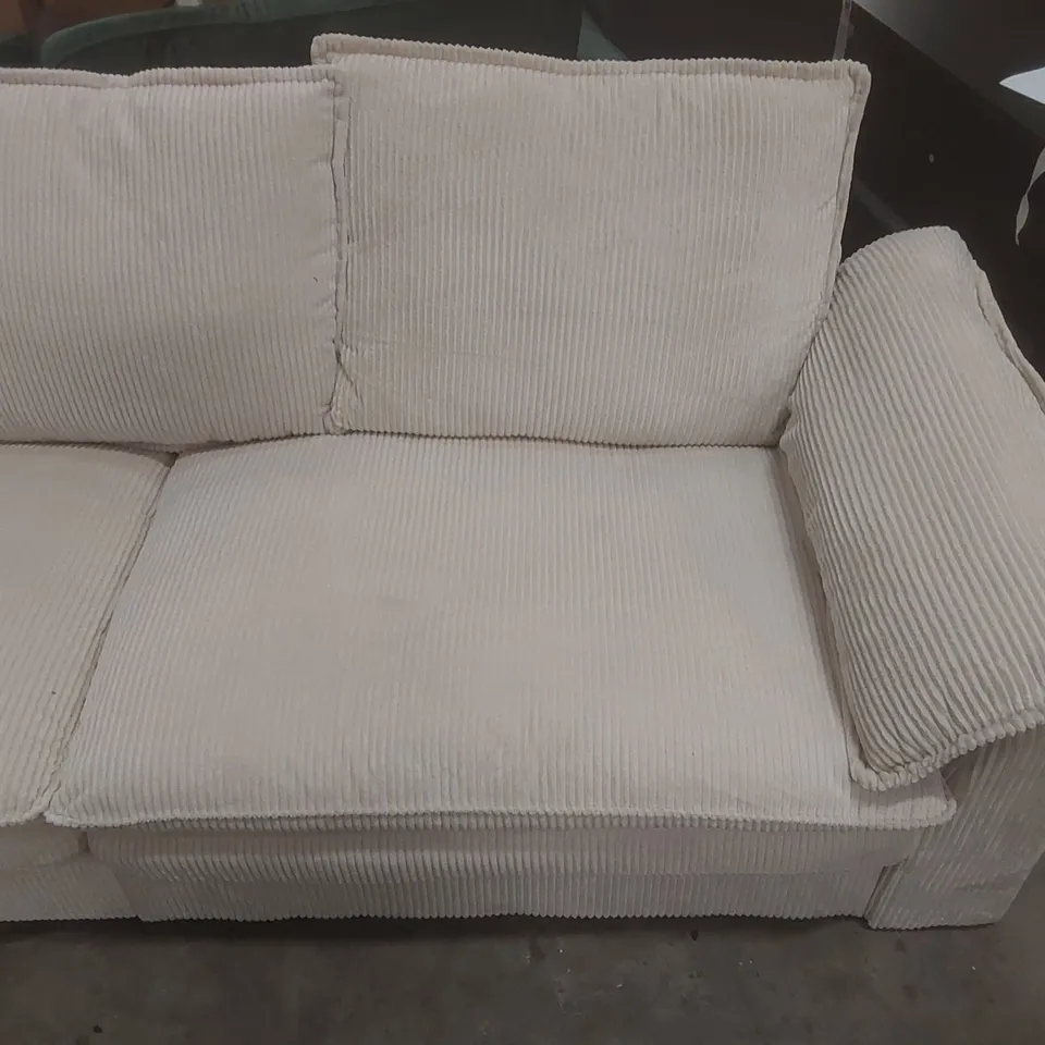 QUALITY DESIGNER MODERN OVERSIZE SOFA 265CM CORDUROY SOFA WITH 4 SEATS NO TOOL ASSEMBLY MULTI-LAYERED CUSHION UPHOLSTERY COLOUR: BEIGE