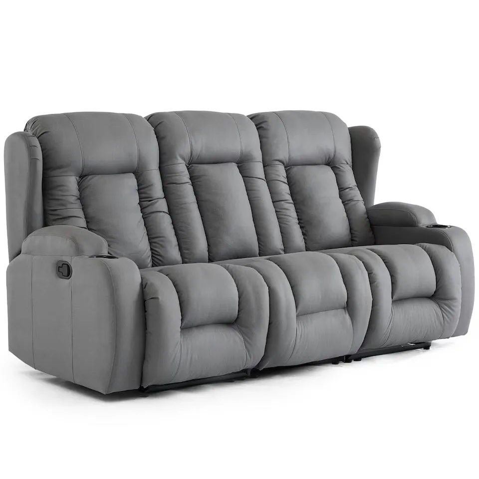 BOXED CAESAR MANUAL 3 SEATER FABRIC RECLINER SOFA IN GREY (3 BOXES)