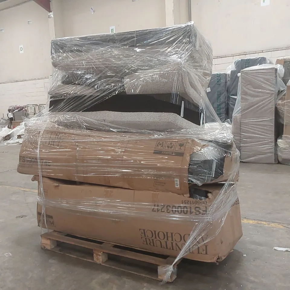 PALLET CONTAINING A LARGE QUANTITY OF ASSORTED DESIGNER FURNITURE PARTS INCLUDING: SOFA PARTS ECT