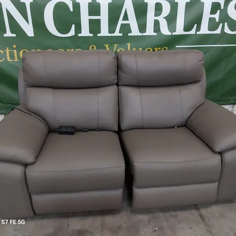 QUALITY ITALIAN DESIGNER PATRIZIO POWER RECLINING TWO SEATER SOFA MUD LEATHER