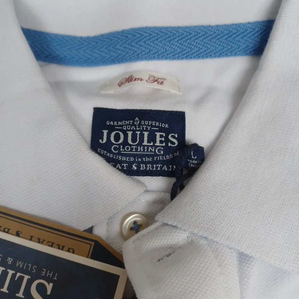 JOULES SLIM FIT POLO SHIRT – WHITE, SIZE UK L
