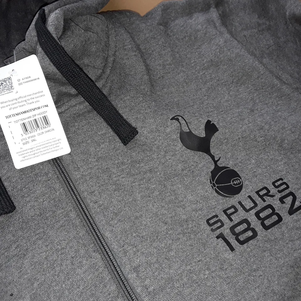 TOTTENHAM HOTSPURS GREY ZIP HOODY - 3XL