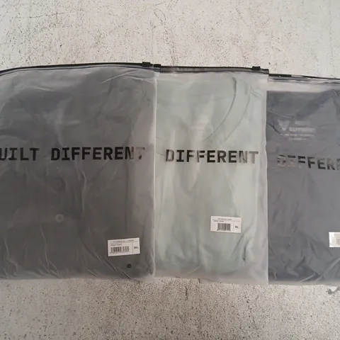 SET OF APPROXIMATELY 10 ASSORTED BUILT DIFFERENT T-SHIRTS/SHIRTS IN VARIOUS COLOURS AND SIZES