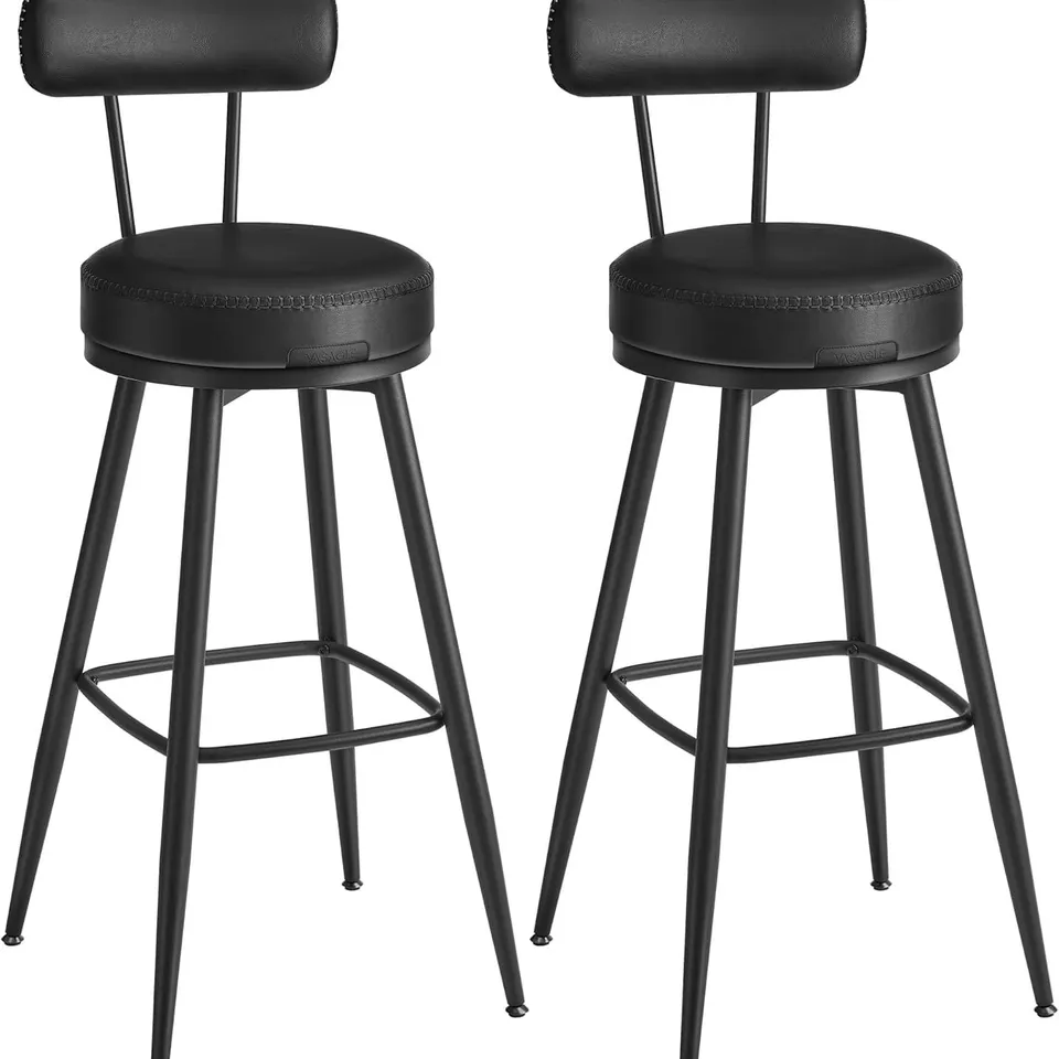 BOXED VASAGLE EKHO COLLECTION - 360 SWIVEL BAR STOOLS SET OF 2