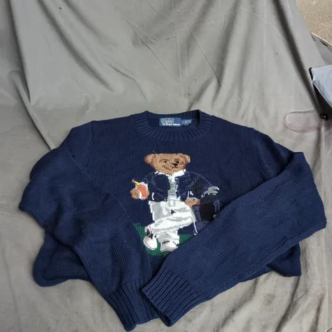 RALPH LAUREN POLO KIDS KNIT BEAR GRAPHIC SWEATER – NAVY UK 6
