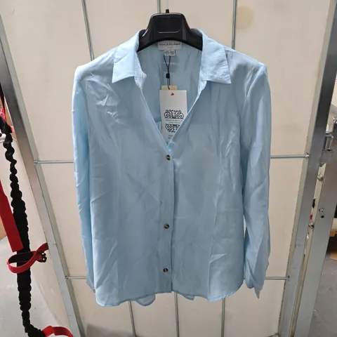NEVER FULLY DRESSED LIGHT BLUE BUTTON-FRONT SHIRT, UK 12 (EU 40) – MADE IN CHINA