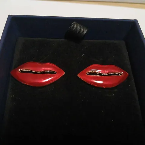 BUTLER & WILSON ENAMEL LIP EARRINGS 