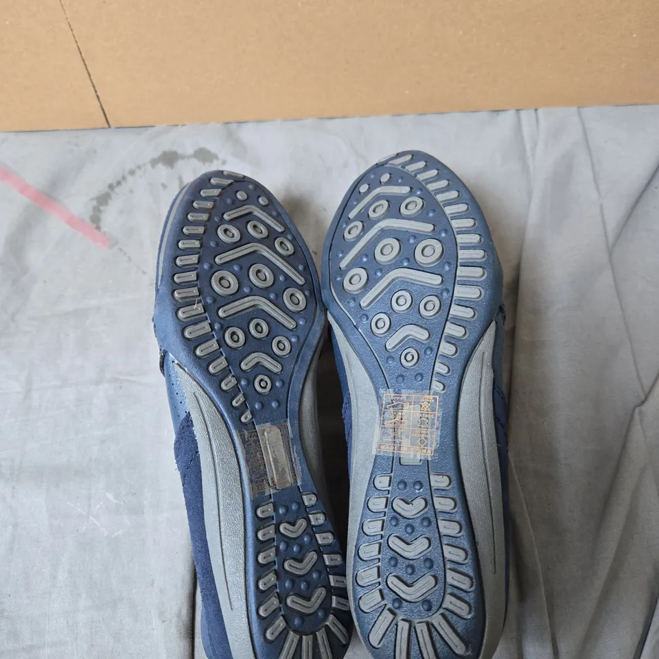 UK 6 DOWN TO EARTH NAVY BLUE PERFORATED SLIP-ON SHOES