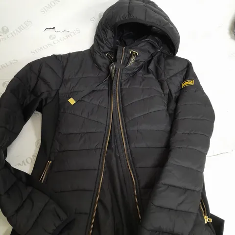 BARBOUR WOMENS GRID QUILT BLACK COAT - XS