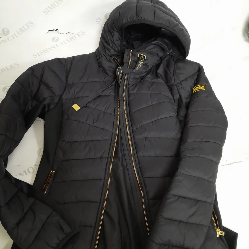 BARBOUR WOMENS GRID QUILT BLACK COAT - XS