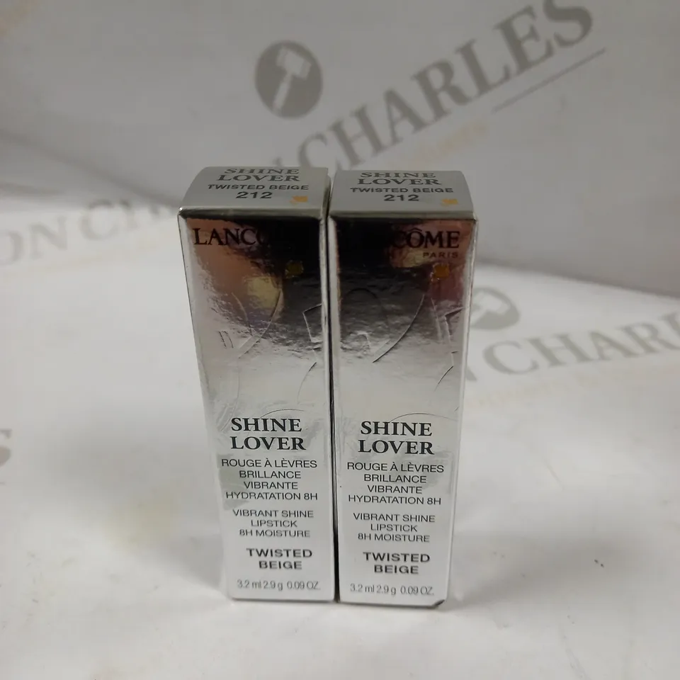 LANCOME SHINE LOVER 212 LIPSTICK TWISTED BEIGE x2