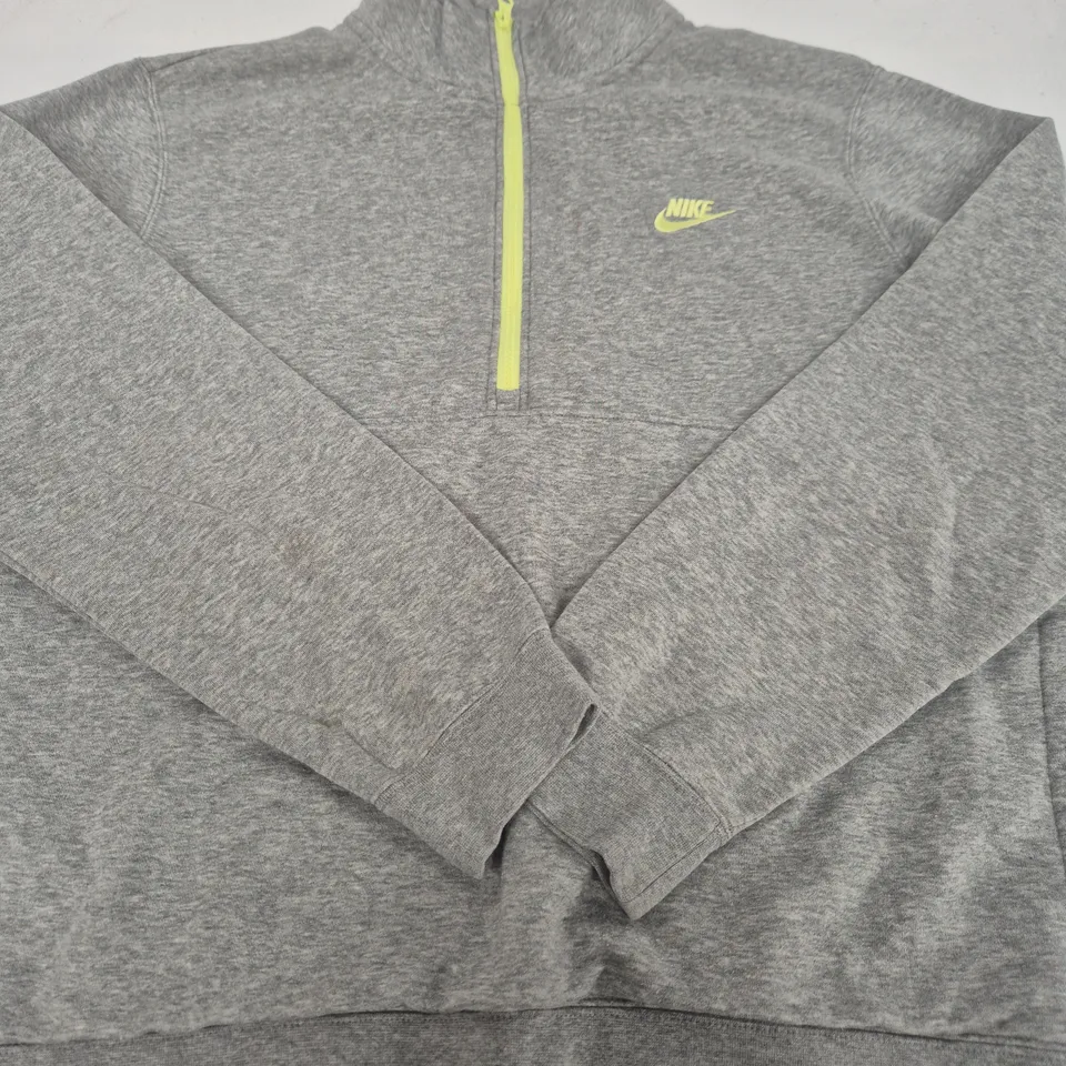 NIKE ZIP-NECK FLEECE HOODIE – GREY - SIZE L