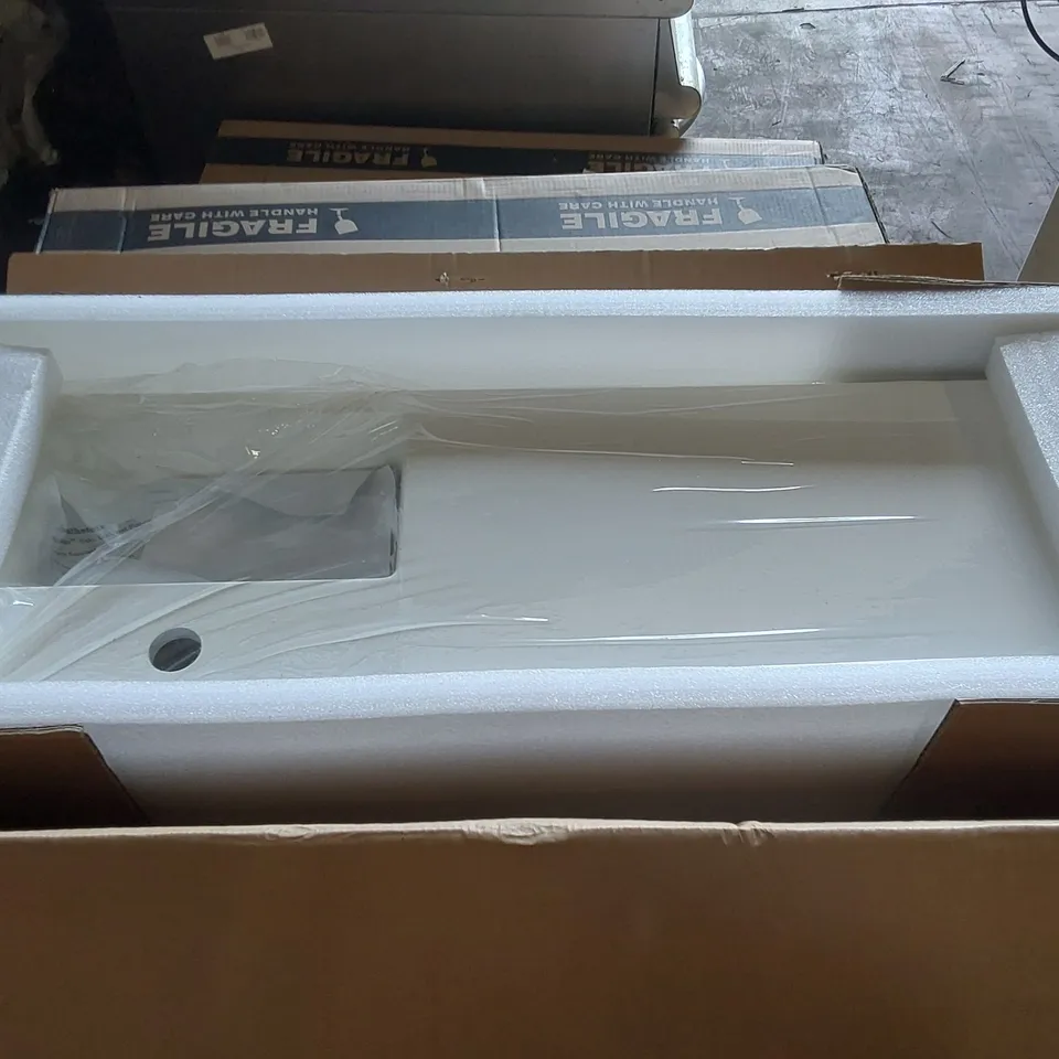 BOXED SGL GELCOAT POLYMARBLE MINI WASH BASIN RH W850 D305 H140