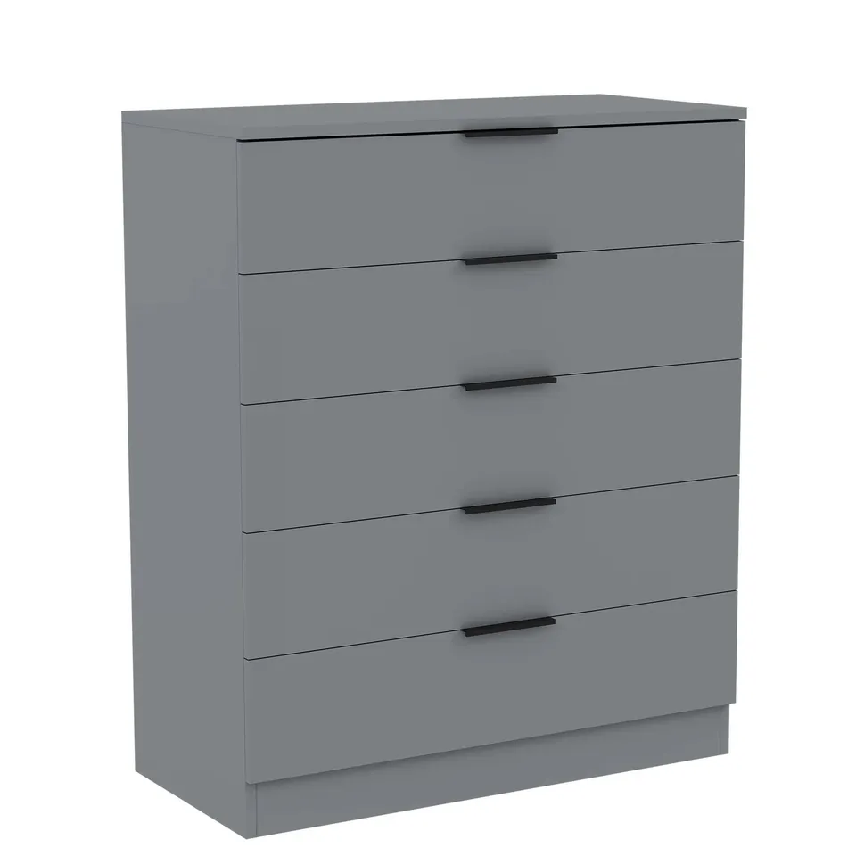 BOXED TREGA 5 DRAWER CHEST - GREY (1 BOX)