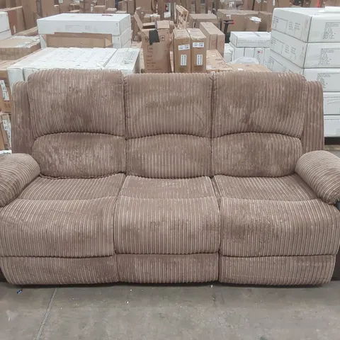 QUALITY DESIGNER 3-SEATER CORDUROY UPHOLSTERED MANUAL RECLINING SOFA