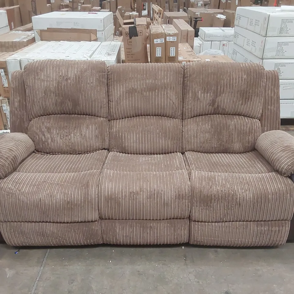 QUALITY DESIGNER 3-SEATER CORDUROY UPHOLSTERED MANUAL RECLINING SOFA