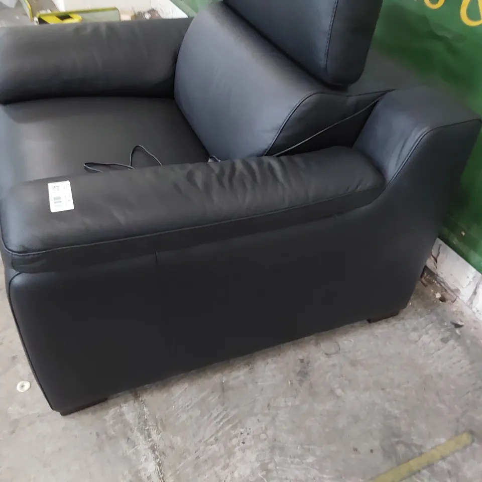 QUALITY ITALIAN DESIGNER RICCARDO POWER RECLINING EASY CHAIR BLACK LEATHER 