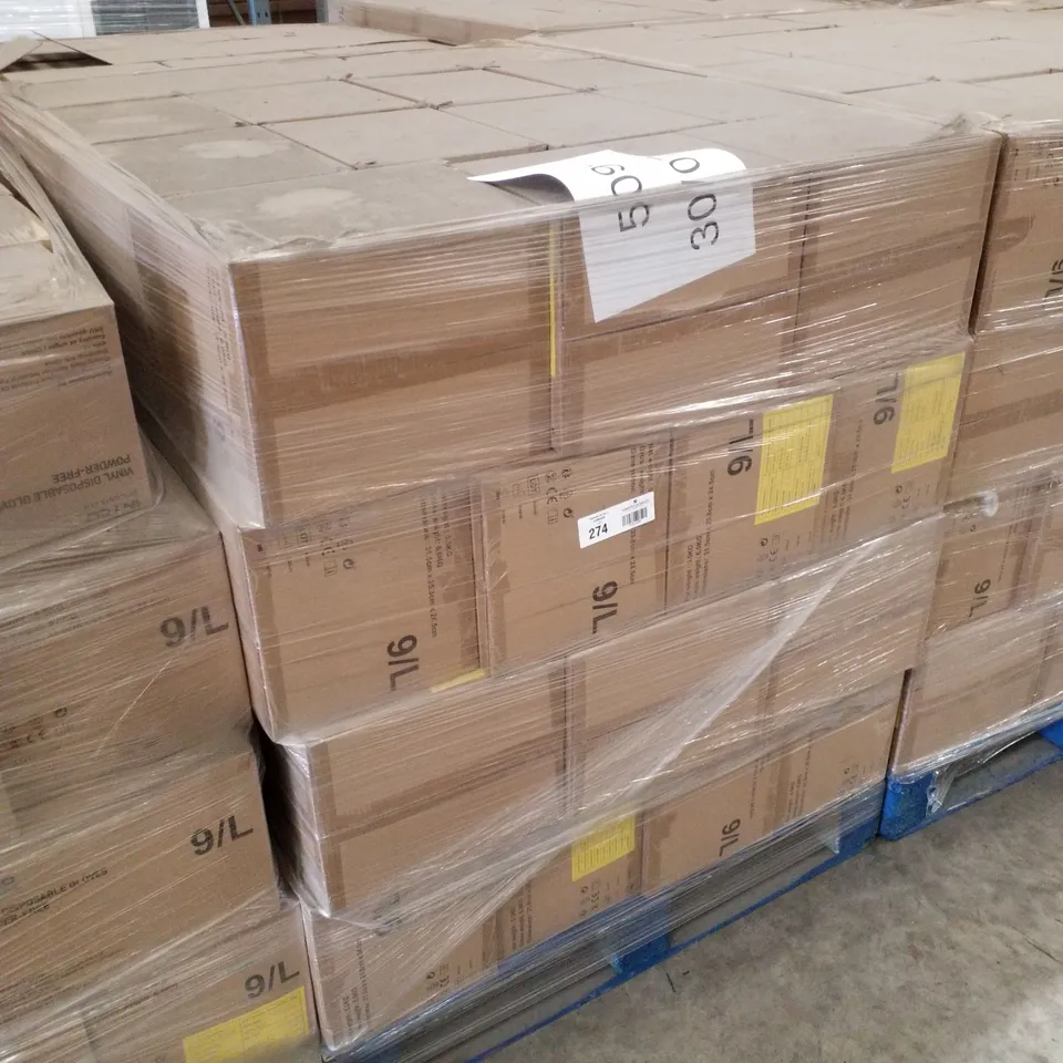 PALLET CONTAINING APPROXIMATELY 600 INTCO VINYL GLOVES 100PK LARGE