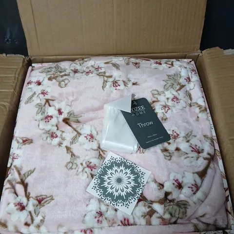 COZEE HOME THROW - PINK FLORAL - 152CM X 203CM