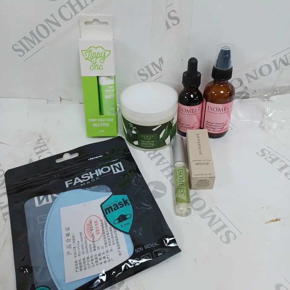 APPROXIMATELY 7 ASSORTED HEALTH & BEAUTY PRODUCTS TO INCLUDE COCO-WATER, EYELASH ENHANCER, BURBERRY LUMINOUS FLUID BASE ETC