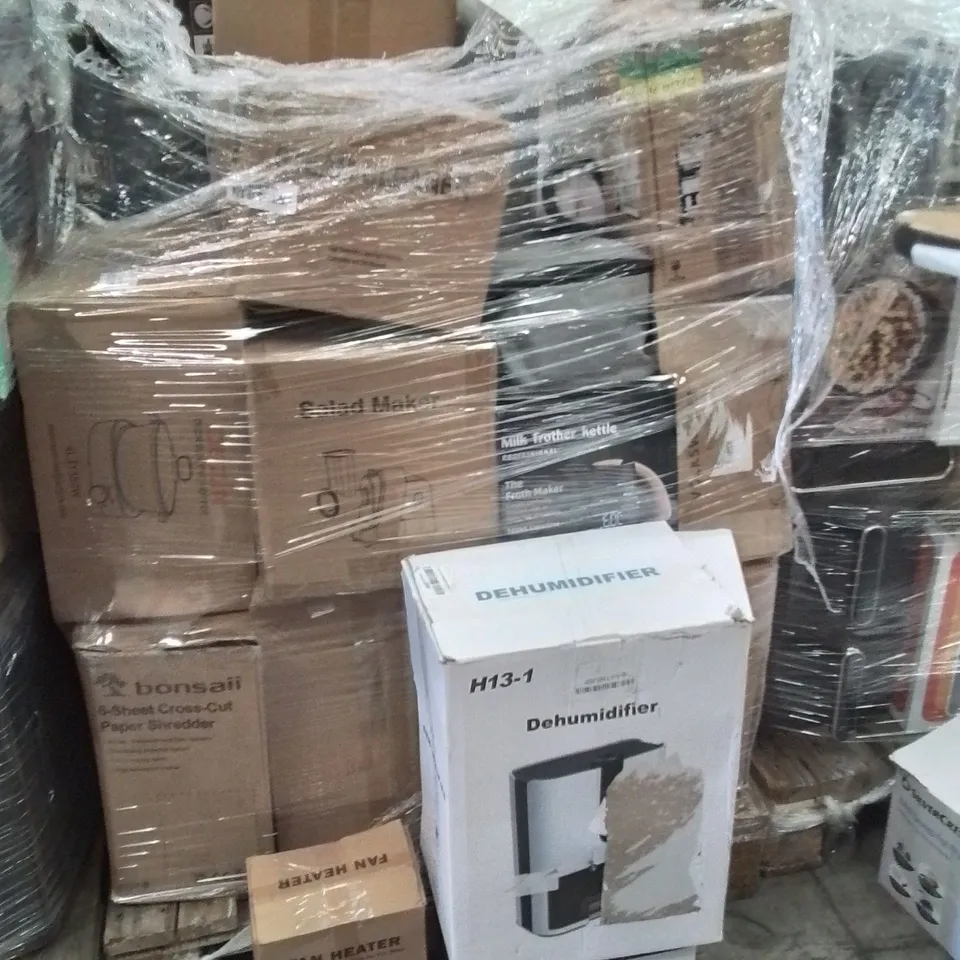 PALLET CONTAINING A LARGE QUANTITY OF ELECTRICAL PRODUCTS TO INCLUDE;DEHUMIDIFIER,FAN HEATER,DIGITAL SAFES