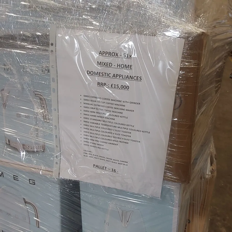 PALLET CONTAINING APPROXIMATELY 51x MIXED HOME DOMESTIC APPLIANCES