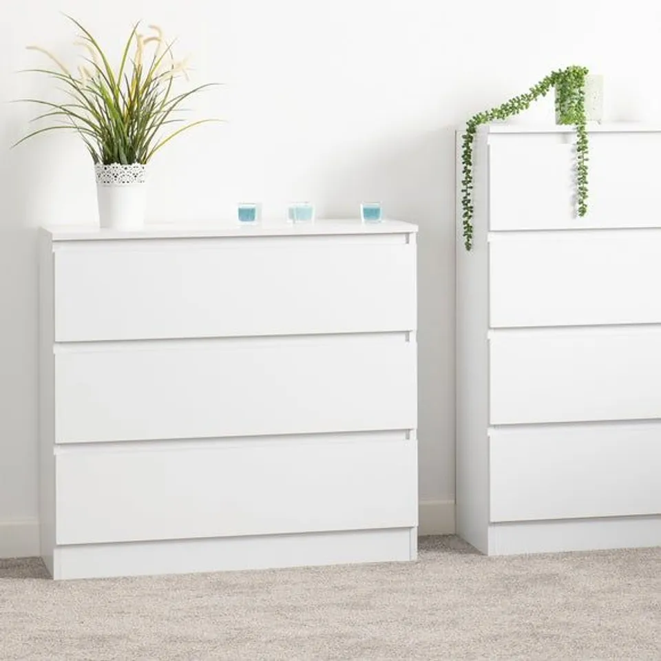 BOXED WALKER 3 DRAWER CHEST - WHITE (1 BOX)