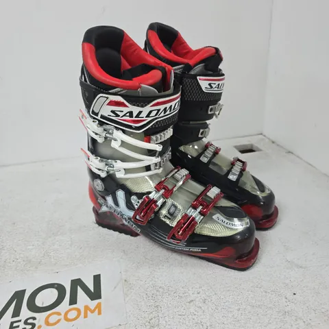 SALOMON SKI BOOTS – SIZE 27.5 (MONDOPOINT) – BLACK/RED