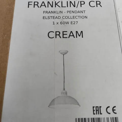 ELSTEAD LIGHTING 1-LIGHT CEILING PENDANT LIGHT IN CREAM