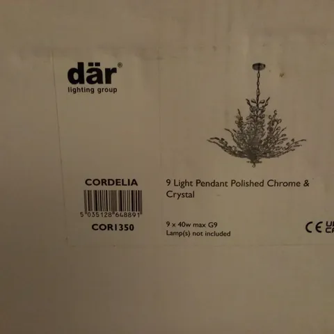 BOXED DAR CORDELIA 9 LIGHT PENDANT POLISHED CHROME AND CRYSTAL