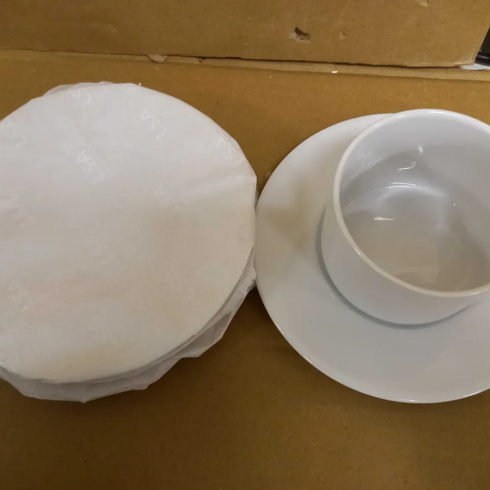 LSA Dine Tea/Coffee Cup & Saucer Straight 0.25L | Set of 4 | Handmade Porcelain | DI02