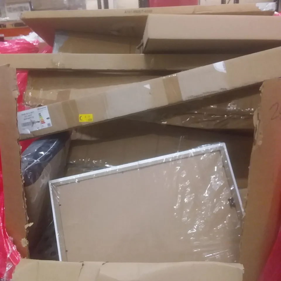 PALLET OF ASSORTED HOUSEHOLD PRODUCTS AND ITEMS, INCLUDING; TOILET SEATS, LED LIGHT, RETRACTABLE GATE, BOXED FURNITURE ETC