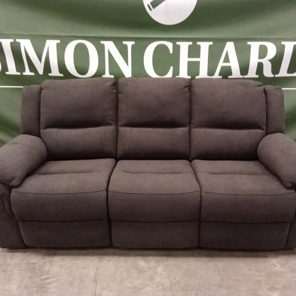 ALBION FABRIC 3 SEATER HIGH BACK MANUAL RECLINER SOFA - CHARCOAL RRP £749