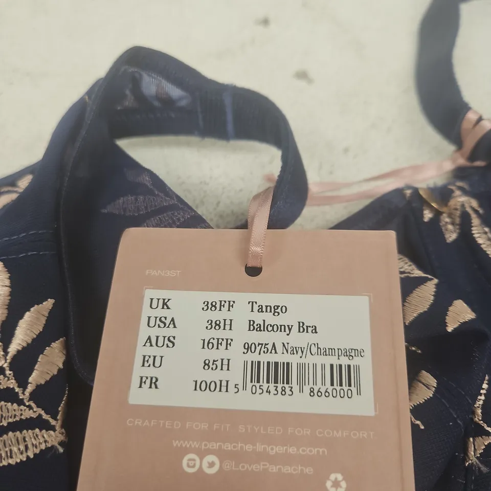 PANACHE TANGO BALCONY BRA – NAVY/CHAMPAGNE, UK 38FF
