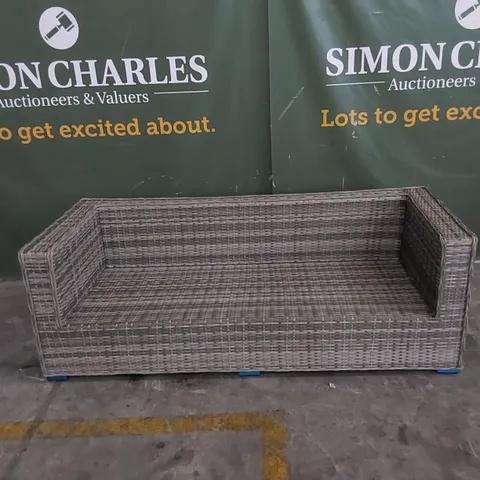 DESIGNER 3-SEATER RATTAN GARDEN SOFA - GREY