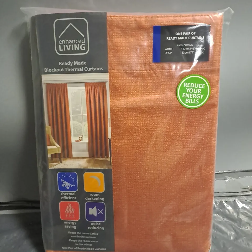 ENHANCED LIVING BLACK OUT THERMAL CURTAINS - W117CM D183CM