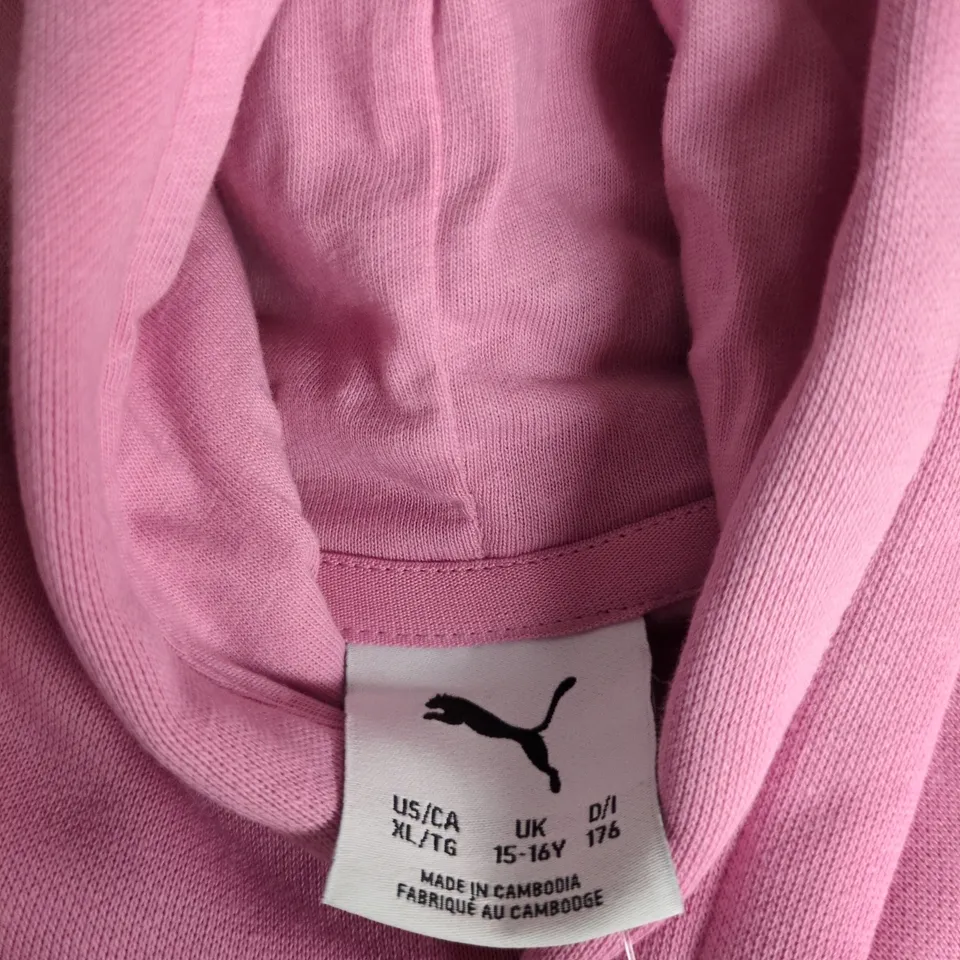 PUMA HOODIE – MAUVE PINK, JUNIOR UK 15-16Y (US XL)