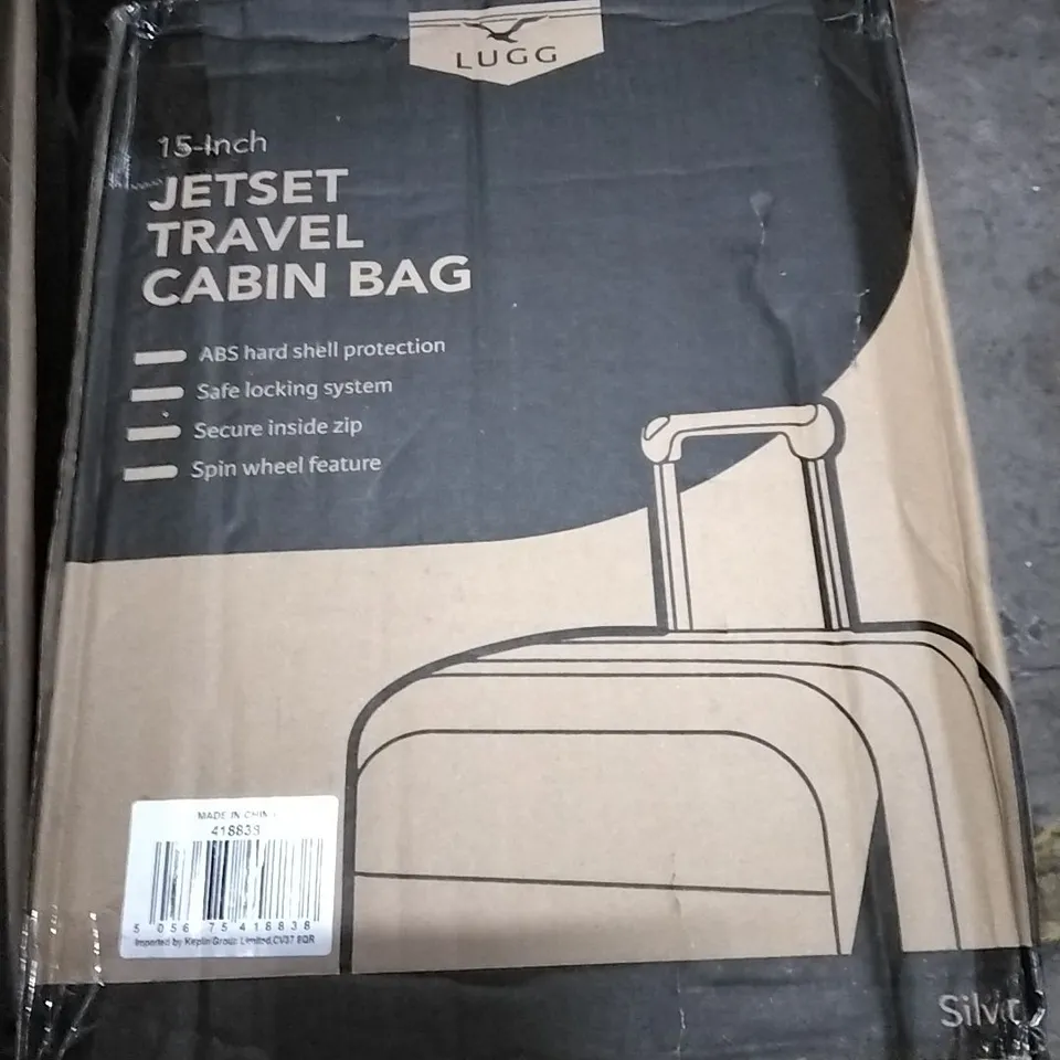 BOXED 15 INCH JET-SET TRAVEL CABIN BAG SILVER