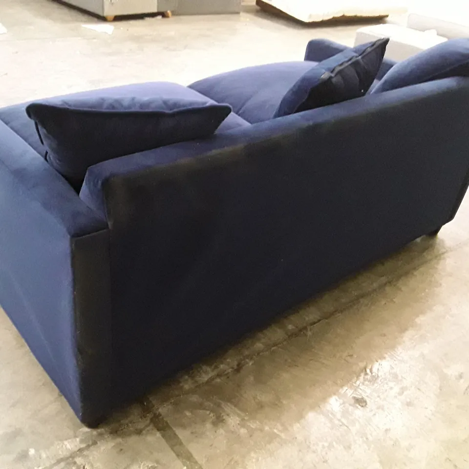 QUALITY DESIGNER FOXHAM 3 SEATER SOFA BED - DARK BLUE FABRIC
