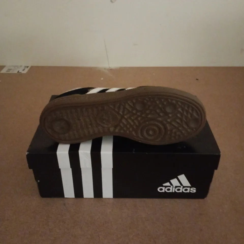 BOXED PAIR OF ADIDAS SPEZIAL KIDS TRAINERS IN BLACK - UK 1