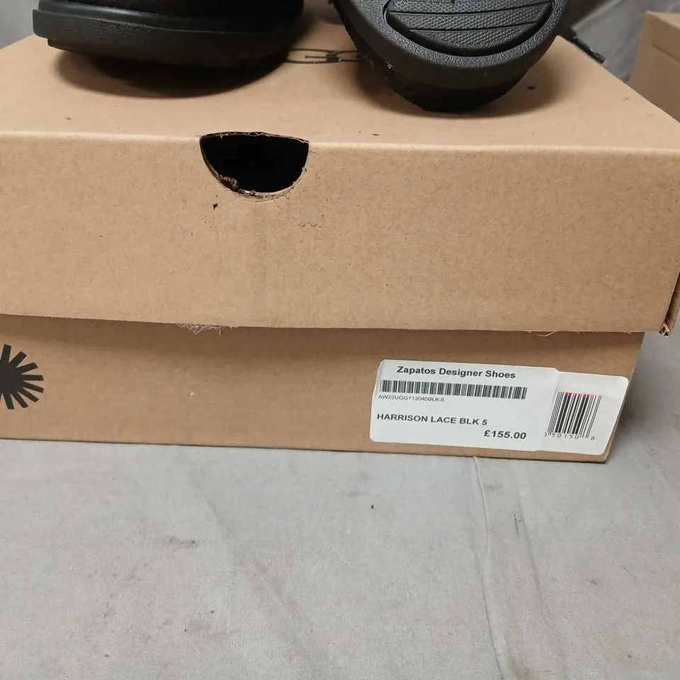 UGG HARRISON LACE BLACK SUEDE BOOTS – UK5 (WOMEN)
