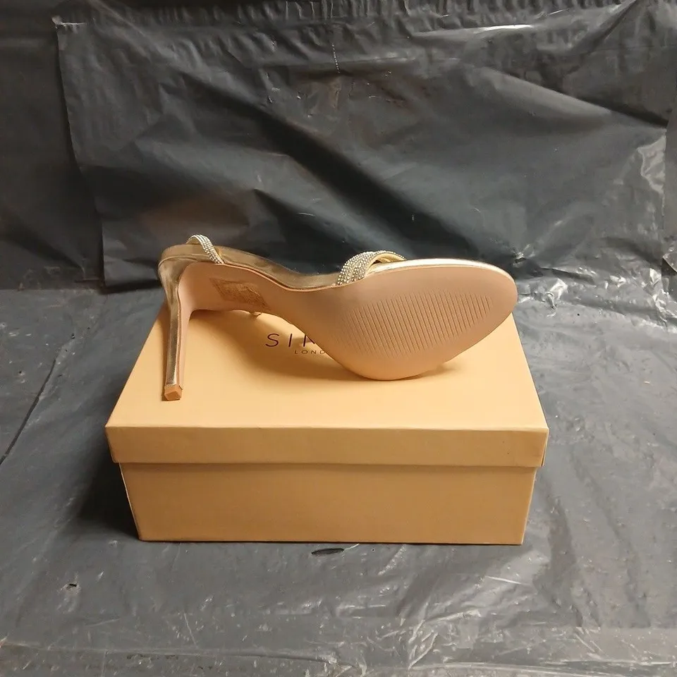 SIMMI LONDON GOLD METALLIC STRAPPY HIGH HEEL SANDALS UK 7